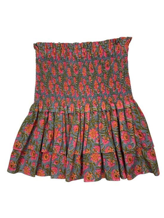 Charina Sarte Botanica Skirt S Blue Pink Floral Ruffle - Picture 8 of 9